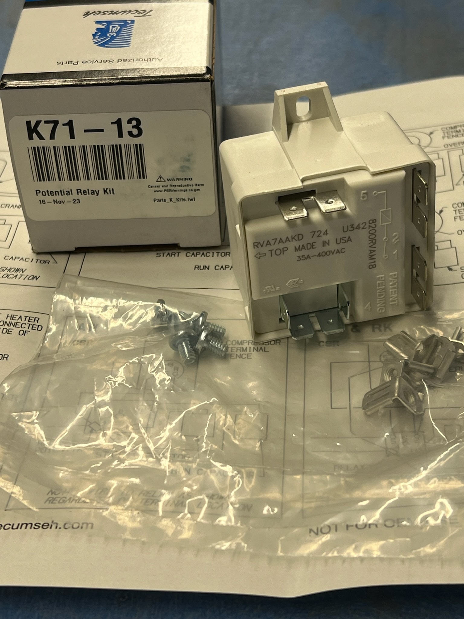 K71-13 K71-13 Tecumseh Parts  RELAY KIT - Comes without Mounting from TECUM